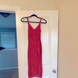Red and white polka dot Madison & Berkeley wrap dress
